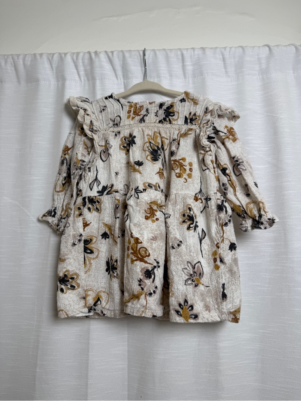Jessica Simpson Baby Girl Floral Boho Dress Cream Mustard | Size 18M - Picture 4 of 11